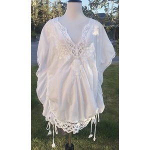 Sand Studio Boho Crochet Lace Kimono Tunic Top